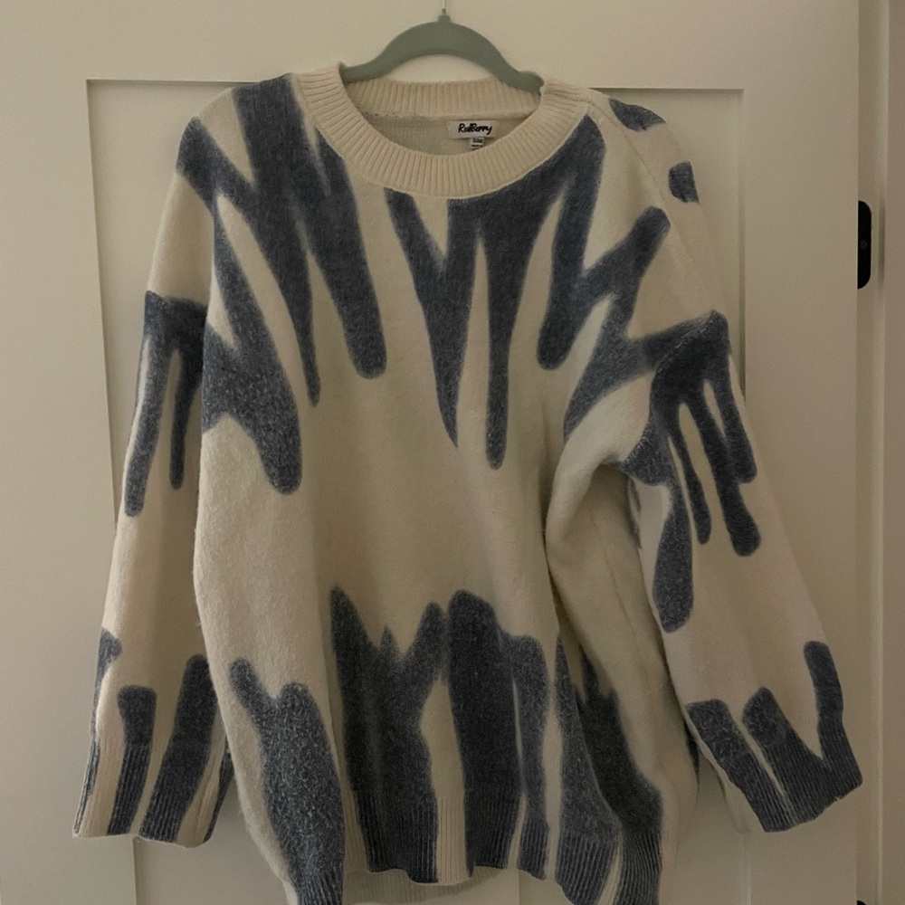 Blue and White Patterned Sweater